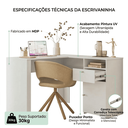 Ver imagem 4 de Mesa Escrivaninha Computador com Prateleira 1 Gaveta Escritorio Quarto Home Office Flora - Branco