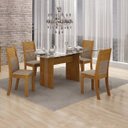 Ver imagem 1 de Conjunto Sala de Jantar Mesa Tampo Vidro 120cm 4 Cadeiras Hawai Leifer
