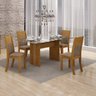 Conjunto Sala de Jantar Mesa Tampo Vidro 120cm 4 Cadeiras Hawai Leifer - 1