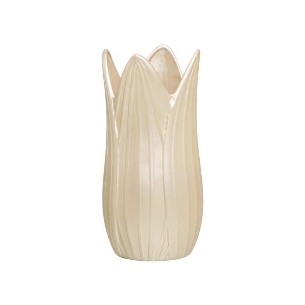 Vaso Decorativo Folha P Decoração Em Cerâmica Creme - 1