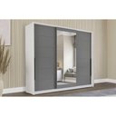Ver imagem 1 de Guarda Roupas 3 Portas de Correr de (1 C/ Espelho) e 4 Gavetas Lisboa Branco/cinza - Politorno