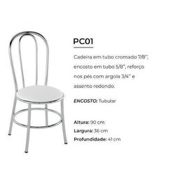 Cadeira de Aço Pc01 Encosto Tubular - Cromado/branco - 2