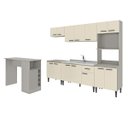 Ver imagem 1 de Cozinha Modulada Completa Max 262 Cm Bancada Ilha Gourmet Balcão Pia Mdp Cinza Champanhe - Clicklar