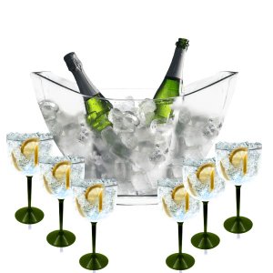 Kit Champanheira e 6 Taças Gin Acrílico