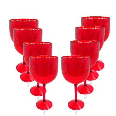 Kit 8 Taças Gin Vermelho Acrílico