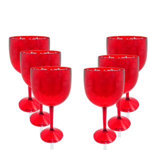 Kit 6 Taças Gin Vermelho Acrílico
