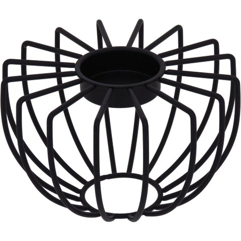 Castiçal Metal 10x17x17cm Preto
