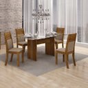 Ver imagem 1 de Conjunto Sala de Jantar Mesa Tampo Vidro 120cm 4 Cadeiras Hawai Leifer