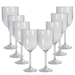 8 Taças Vinho Transparente Acrílico - 1