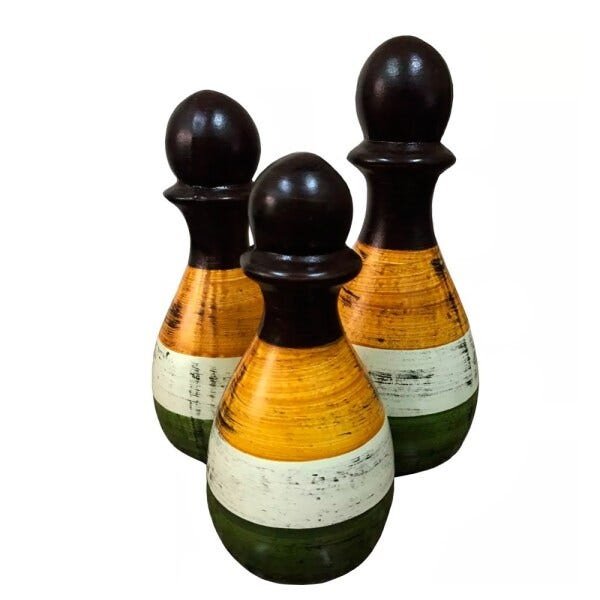 Trio de Vasos em Cerâmica Decorativo - Laranja - 1