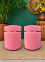 Ver imagem 4 de Puff com Cinta Superior Dourada Rosa Antigo Veludo - Let Móveis