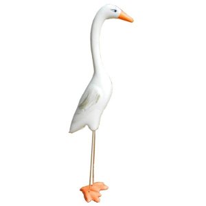 Garça Solitária Grande em Cerâmica - Enfeite Casa e Jardim