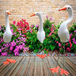 Trio de Garças em Cerâmica Decorativa - Enfeite Casa e Jardim - 3