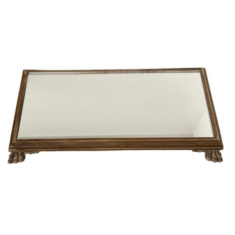 Bandeja Espelhada de Madeira Envernizada - Retangular para Lavabo / Bar / Sala