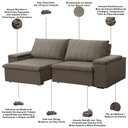 Ver imagem 4 de Sofá 3 Lugares Retrátil Reclinável para Sala 225cm Malfati F04 Veludo Marrom Claro - Lyam Decor