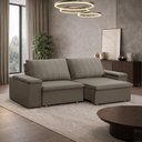 Ver imagem 3 de Sofá 3 Lugares Retrátil Reclinável para Sala 225cm Malfati F04 Veludo Marrom Claro - Lyam Decor