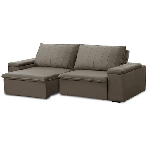 Sofá 3 Lugares Retrátil Reclinável para Sala 225cm Malfati F04 Veludo Marrom Claro - Lyam Decor