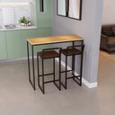 Ver imagem 2 de Bancada Cozinha Balcão Gourmet 120cm Pinus 2 Banquetas Estofado Pt
