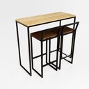 Ver imagem 1 de Bancada Cozinha Balcão Gourmet 120cm Pinus 2 Banquetas Estofado Pt