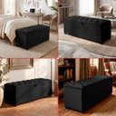 Ver imagem 3 de Recamier Baú Berlim Veludo Preto Solteiro 80cm Estofado Pés PVC Preto