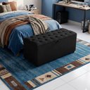 Ver imagem 1 de Recamier Baú Berlim Veludo Preto Solteiro 80cm Estofado Pés PVC Preto