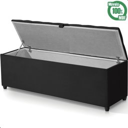 Recamier Baú Berlim Veludo Preto Solteiro 80cm Estofado Pés Pvc Preto - 3