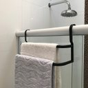 Ver imagem 1 de Porta Toalhas Duplo Suporte Toalheiro para Box Preto Fosco