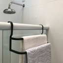 Ver imagem 4 de Porta Toalhas Duplo Suporte Toalheiro para Box Preto Fosco