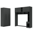 Ver imagem 2 de Guarda-roupa Casal Modulado Lugano 7 Portas 3 Gavetas Grafite - Hecol Móveis