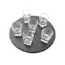 Tabua em ARDOSIA Preta com 6 copinhos licor - Redonda - 20cm - 1