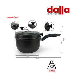 Pipoqueira Dona Chefa Antiaderente 3,2 Litros Preta 20 cm - 6 Pipoqueira Dona Chefa Antiaderente 3,2 Litros Preta 20 cm - 6