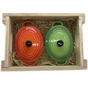 Ver imagem 2 de Panelinhas Laranja, Verde de Porcelana Oval com engradado para presente