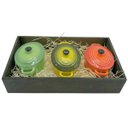 Ver imagem 1 de Panelinhas Amarela, Verde, Laranja de Porcelana OVAL com Bandeja rustica