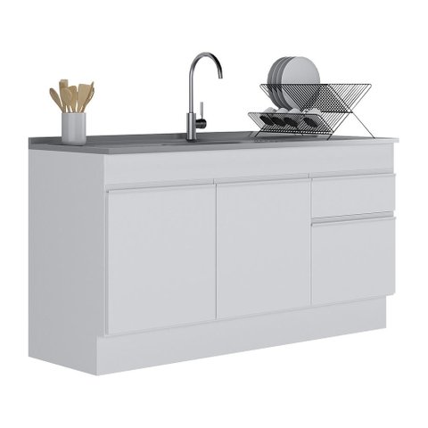 Balcão Cozinha com Rodapé Gabinete Pia 150 Cm 3 Portas 1 Gaveta Veneza Multimóveis Mp2115.891