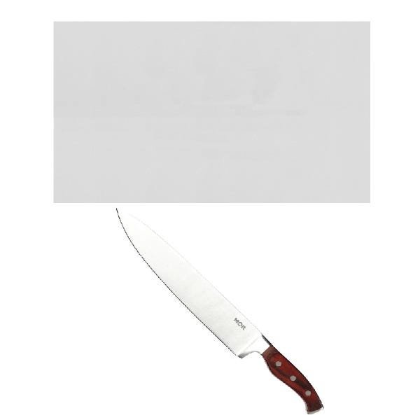 Tabua de Corte LISA polietileno Branca, grande, com faca 10" - 1