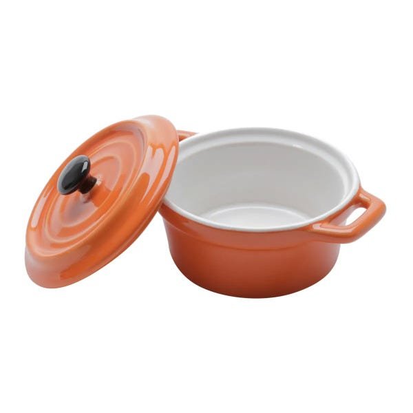 Mini caçarola redonda de porcelana laranja - 12,7cm