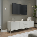 Ver imagem 1 de Rack Jasper 185 Cm Tv até 75 Polegada Sala - Champanhe com Off White Fosco