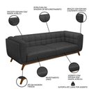 Ver imagem 6 de Sofá Living Decorativo 3 Lugares 240cm Bellart M22 Linho Chumbo - Mpozenato