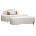 Ver imagem 2 de Kit Sofá Namoradeira Orgânica Maitê 1.80m com Puff Bege Sofa Store