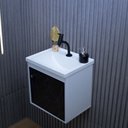 Ver imagem 5 de Gabinete Armário para Banheiro 40cm Mdf com Cuba - Veneto Preto