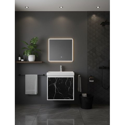 Gabinete Armário para Banheiro 40cm Mdf com Cuba - Veneto Preto