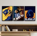 Ver imagem 2 de Kit 3 Quadros Decorativos Músicos Piano E saxofone 24x18cm - com Vidro:madeira Branca