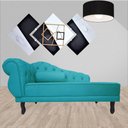 Ver imagem 3 de Recamier Decorativo Divã Larissa Lado Direito Suede Azul Tifany Pés Madeira Ms Decor