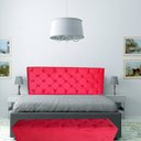 Ver imagem 1 de Kit Cabeceira e Recamier Luna Capitonê Baú Solteiro Suede Liso Vermelho Rbl