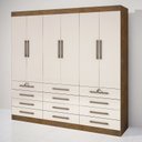 Ver imagem 1 de Guarda-Roupa Casal 6 Portas 12 Gavetas Mônaco D'Doro Ipê/Off