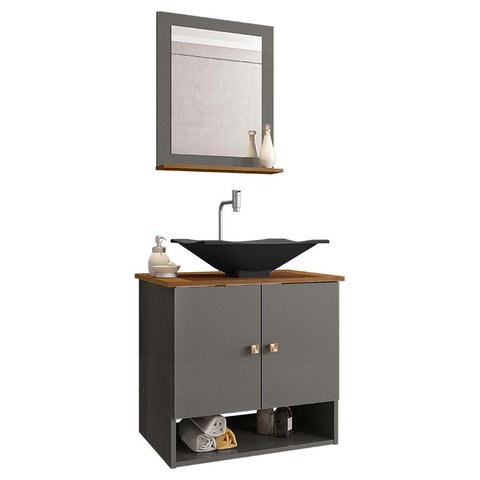 Conjunto de Banheiro com Gabinete 2 Portas, Cuba e 1 Espelheira Deli