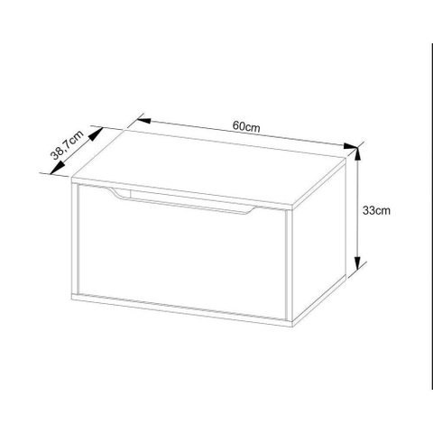 Balcão P/ Banheiro Suspenso Bn3646 S/ Cuba C/ 1 Porta 60cm Branco - Tecno Mobili
