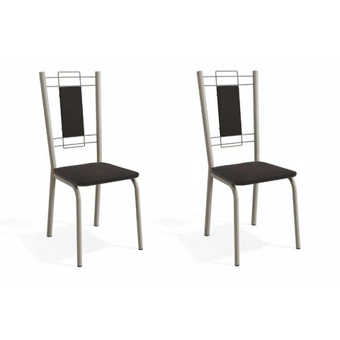 Kit 2 Cadeiras Sala Jantar Florença 2C005NK 2 Un Níquel/Courano Preto - Kappesberg