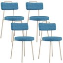 Ver imagem 1 de Kit 04 Cadeiras Decorativas Estofada Sala Jantar Barcelona Arena L02 Linho Azul - Lyam