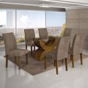 Ver imagem 1 de Conjunto Sala de Jantar Mesa Tampo Vidro 160cm 6 Cadeiras Olímpia New Leifer